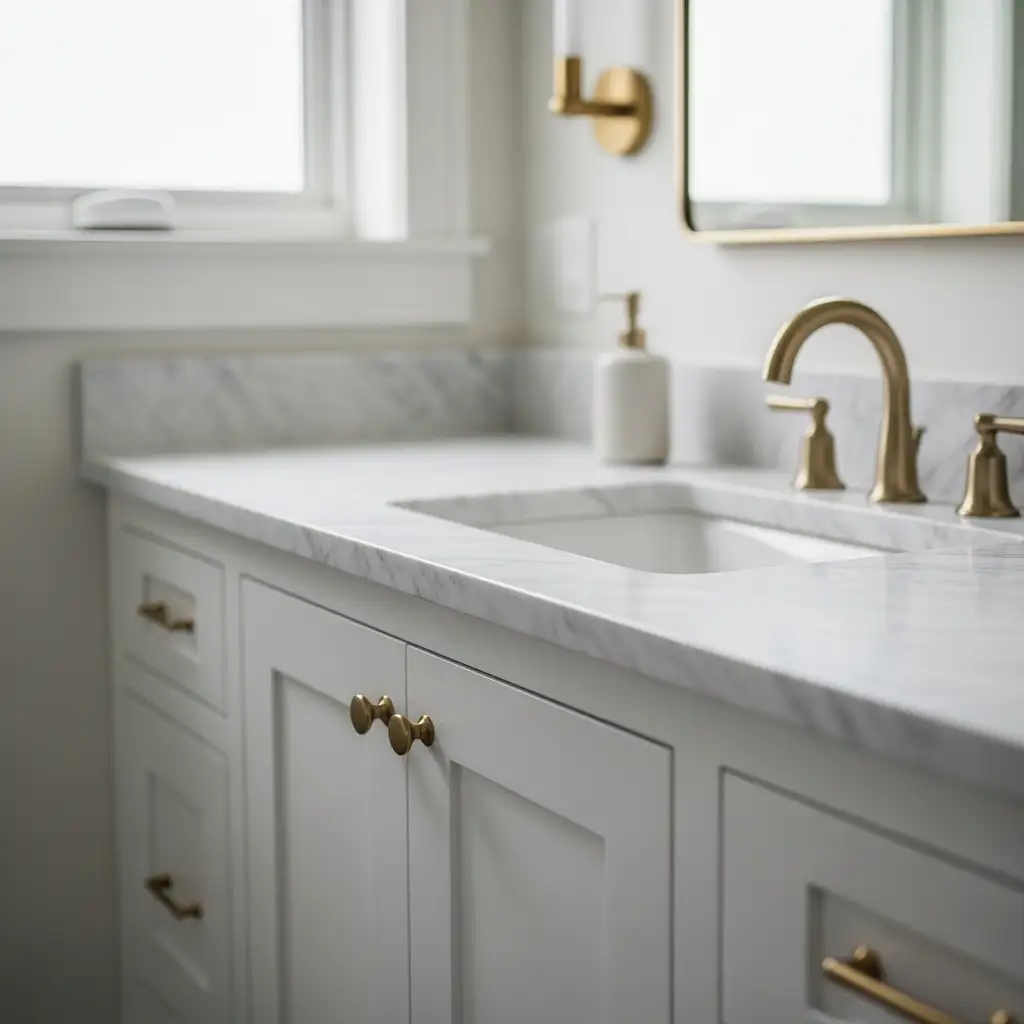Standard bathroom vanity sizes shown in white single sink design